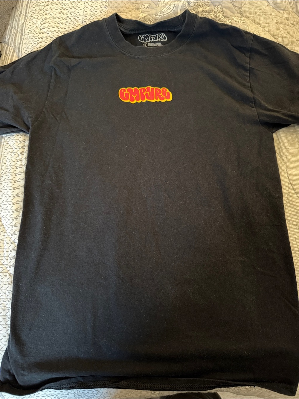 Empyre Black Short Sleeve Tee with Red and Yellow Logo. Size small